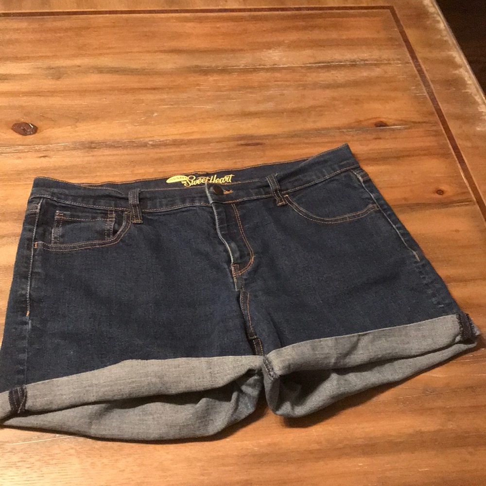 dark wash jean shorts